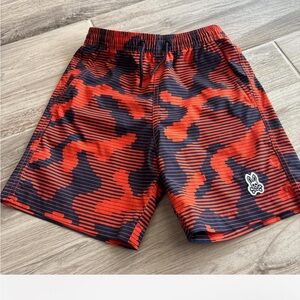 Psycho Bunny Orange and Black Patterned Shorts